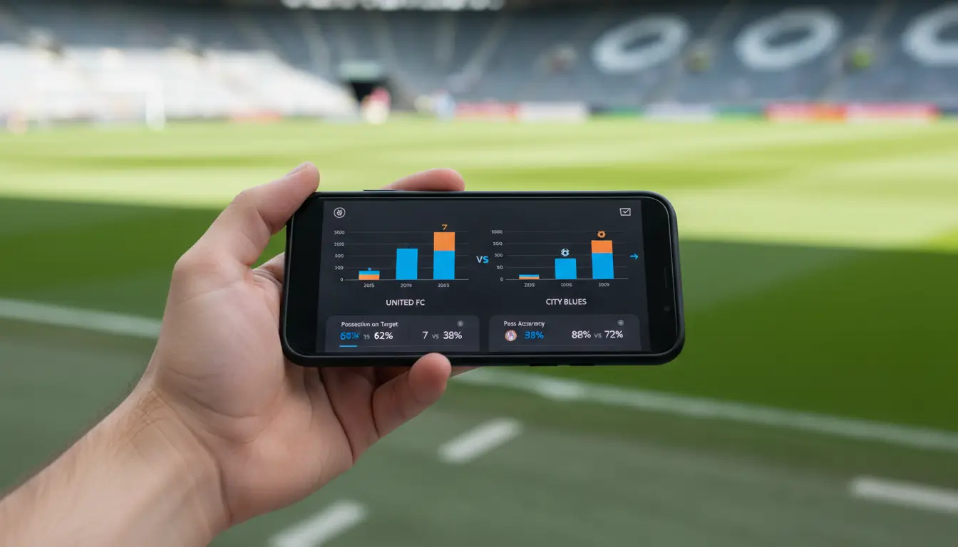 Smartphone con app di statistiche calcio e pronostici sportivi