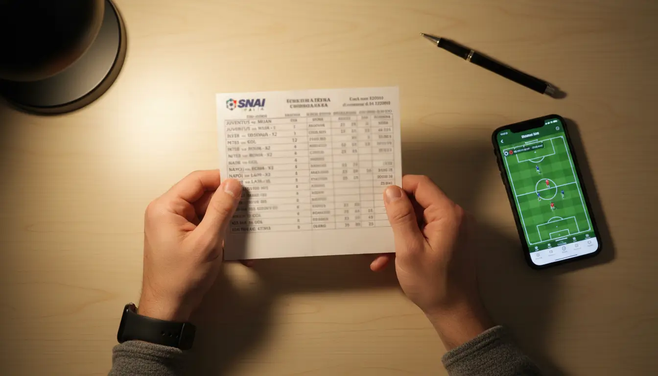 Schedina di scommesse sportive con piГ№ partite di calcio selezionate