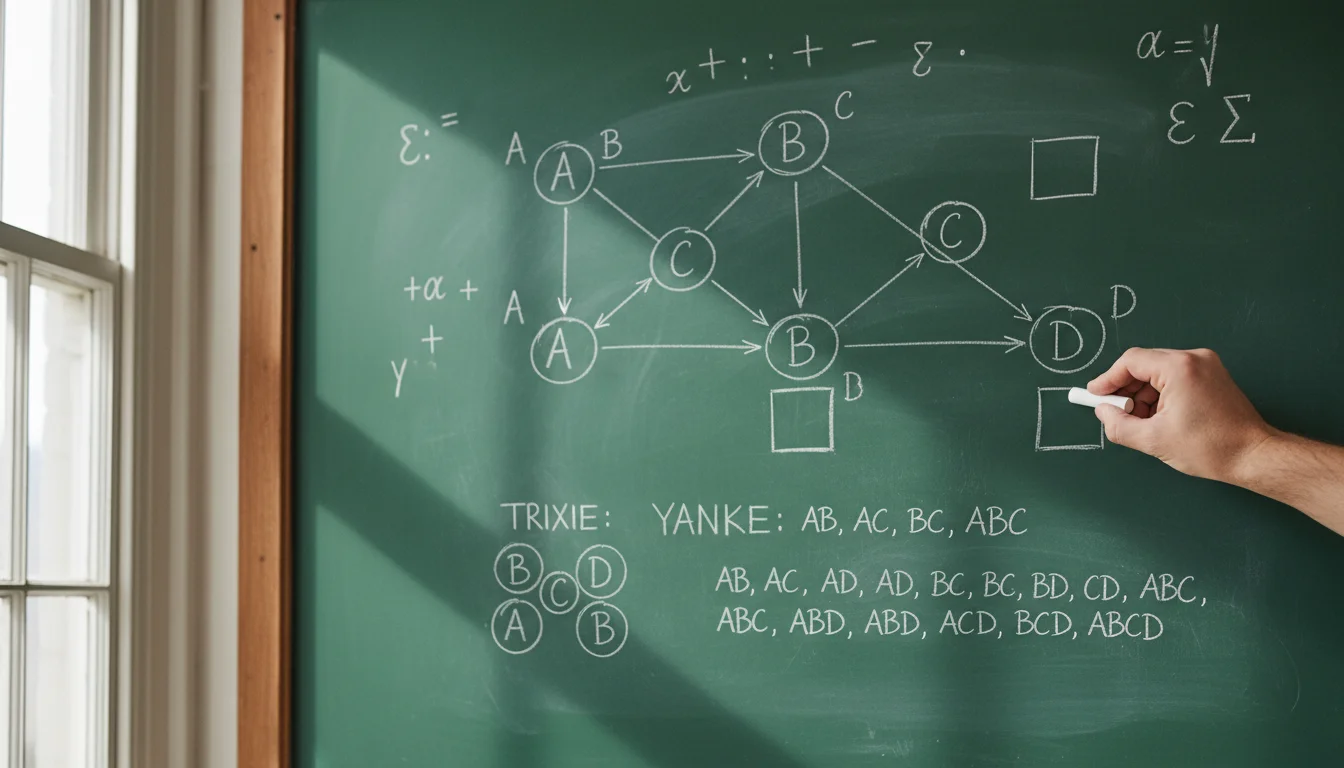 Schema di combinazioni di scommesse sportive su lavagna